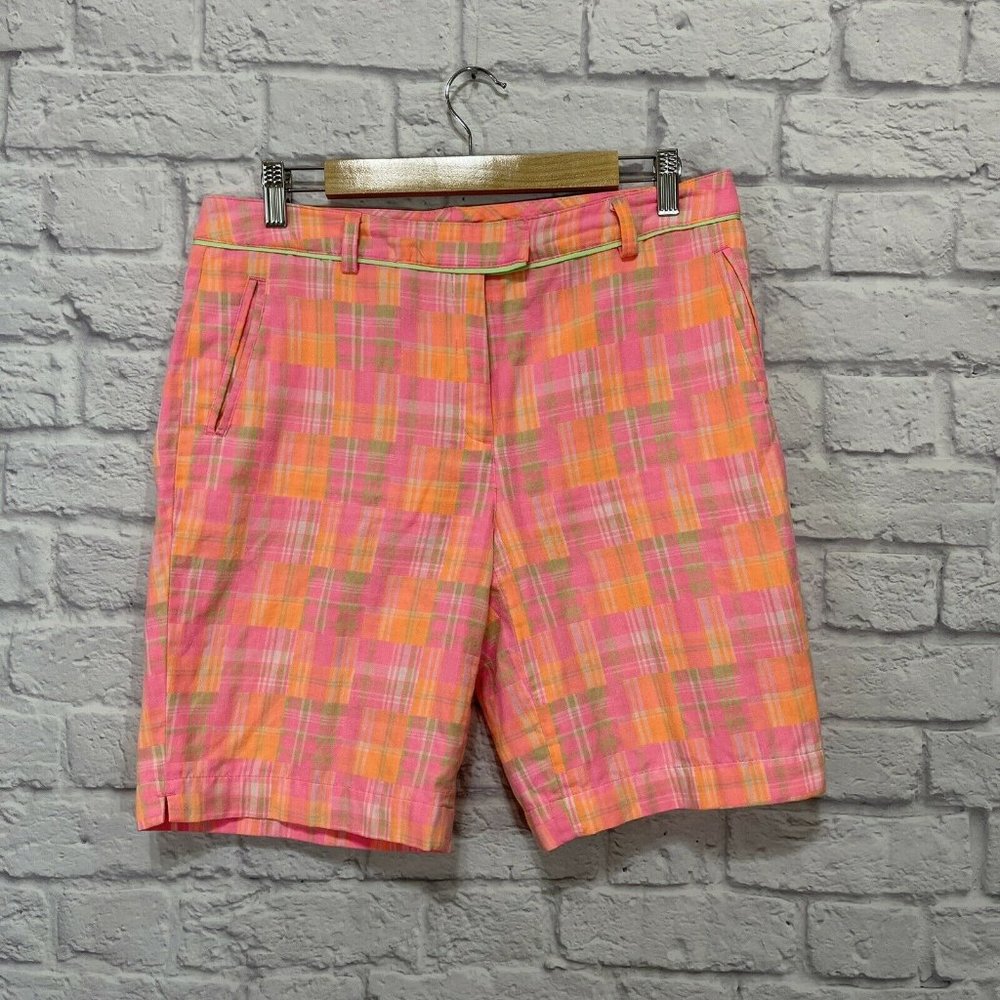 Lady Hagen Shorts Golf Sport Plaid Cotton Blend